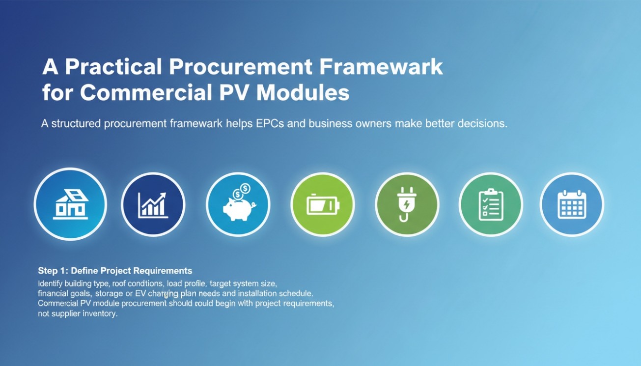 Practical procurement framework for commercial PV modules covering project requirements cost warranty logistics and schedule
